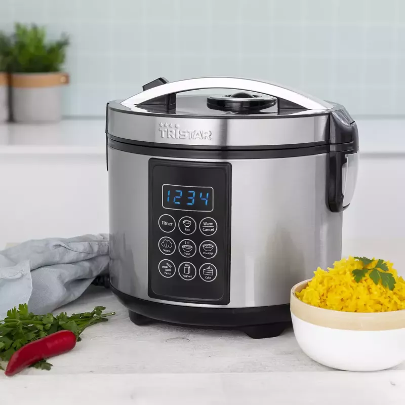 Multicooker Tristar RK-6132 — 1,5 L, 500 W, 7 Automatikprogramme, LCD, Edelstahl/Schwarz