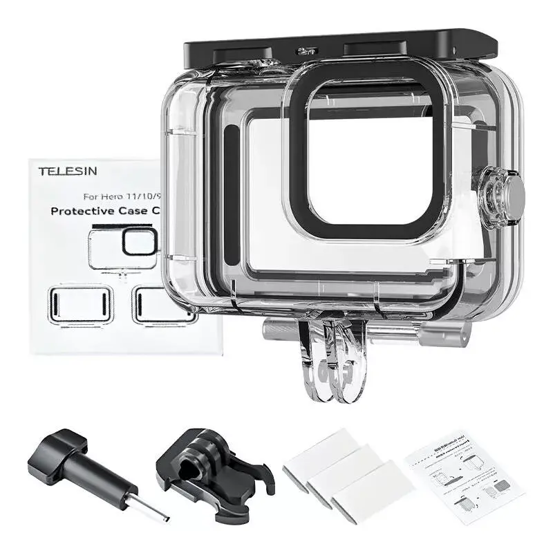 Schutzhüllen-Kombi Telesin für GoPro Hero 12/11/10/9 – Set aus Hartschale und Silikonhülle