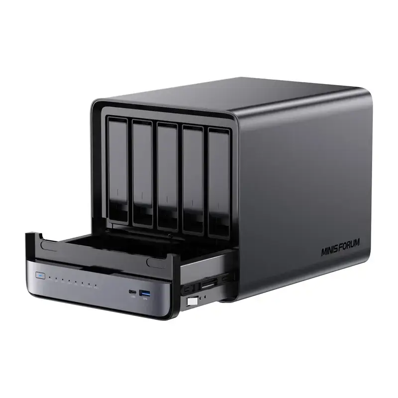 Mini-PC Minis Forum NAS N5 Pro AMD Ryzen AI 9 HX Pro 370, 32 GB RAM, 128 GB Speicher