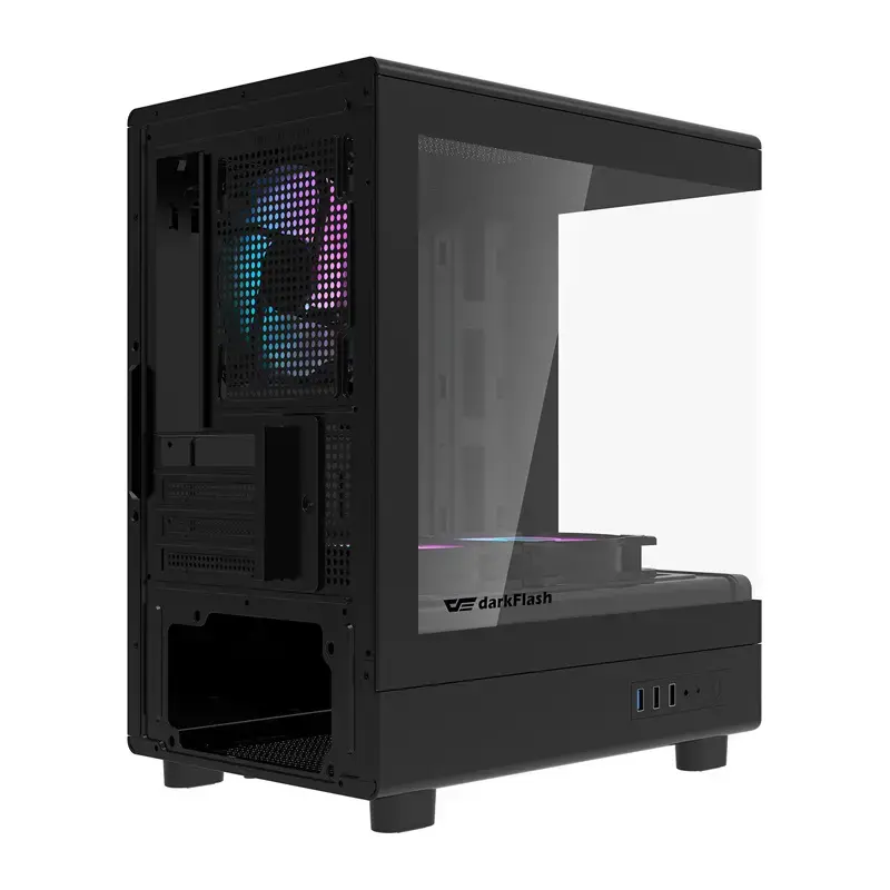 Computergehäuse DarkFlash DB330M Schwarz v2 mit drei vorinstallierten Lüftern