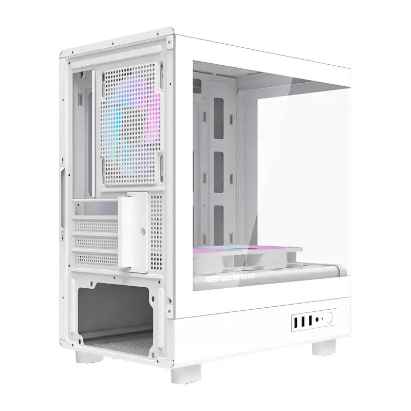Darkflash Computergehäuse DB330M Weiß v2 mit drei vorinstallierten Lüftern, micro-ATX/mATX-Unterstützung