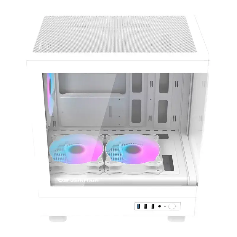 Darkflash Computergehäuse DB330M Weiß v2 mit drei vorinstallierten Lüftern, micro-ATX/mATX-Unterstützung