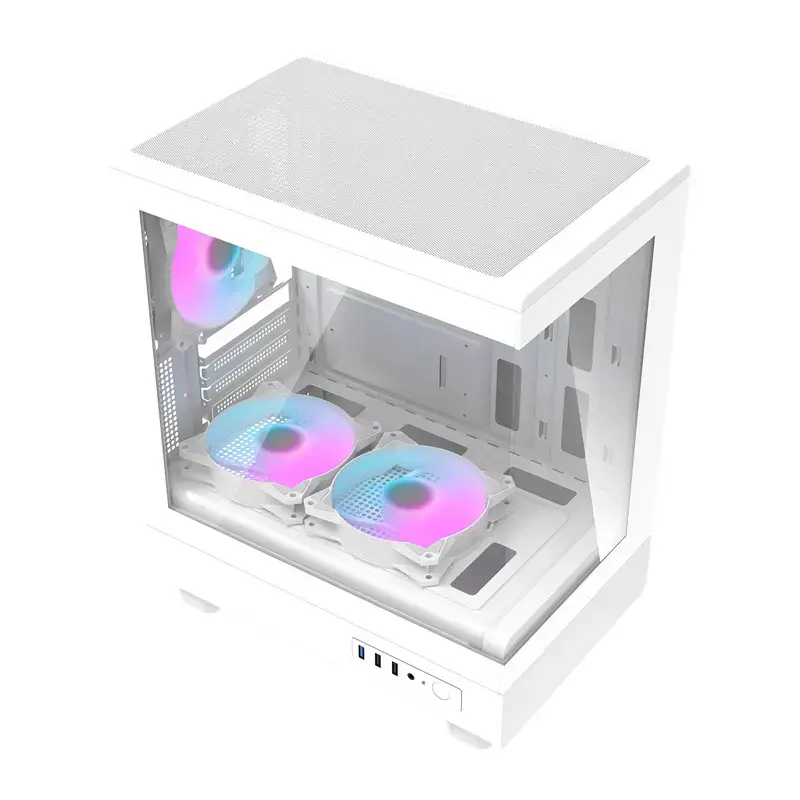 Darkflash Computergehäuse DB330M Weiß v2 mit drei vorinstallierten Lüftern, micro-ATX/mATX-Unterstützung