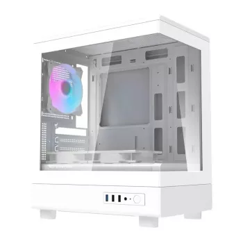 Darkflash Computergehäuse DB330M Weiß v2 mit drei vorinstallierten Lüftern, micro-ATX/mATX-Unterstützung