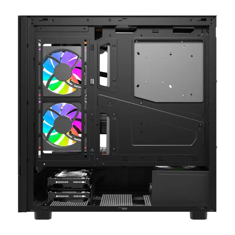 Computergehäuse DarkFlash DS950V mit Frontdisplay (schwarz) und 6 vorinstallierten Lüftern