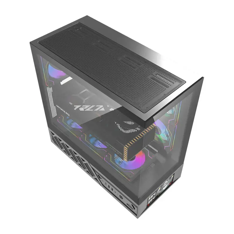 Computergehäuse DarkFlash DS950V mit Frontdisplay (schwarz) und 6 vorinstallierten Lüftern