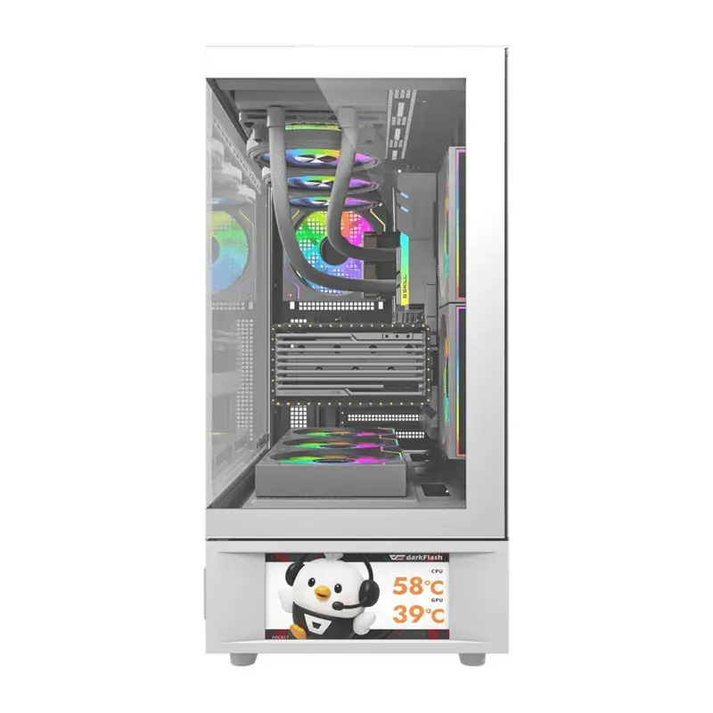Computergehäuse DarkFlash DS950V mit integriertem Display, weiß, inklusive 6 Lüfter