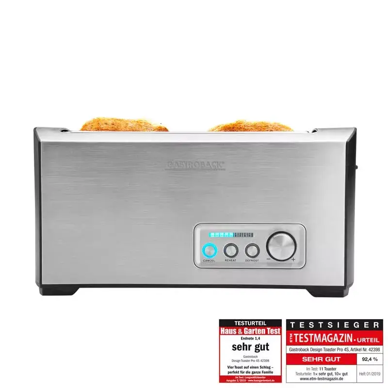 Toaster Gastroback Design Pro 4S 2 Scheiben 1500 W Schwarz Edelstahl