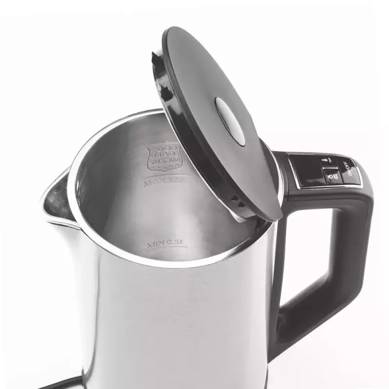 Elektrischer Wasserkocher GASTROBACK Design Cool Touch 1,5 L 2200 W, Edelstahl/Schwarz