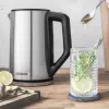 Elektrischer Wasserkocher GASTROBACK Design Cool Touch 1,5 L 2200 W, Edelstahl/Schwarz
