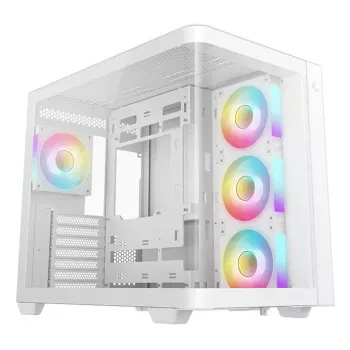 PC-Tower-Gehäuse DeepCool CG530U 4F Weiß — hinteres Netzteil, unterstützt 3x120 mm Seiten- + 1x120 mm Hecklüfter, 120/140 mm Lüfterhalterungen, 2,5-Zoll- und 3,5-Zoll-HDD