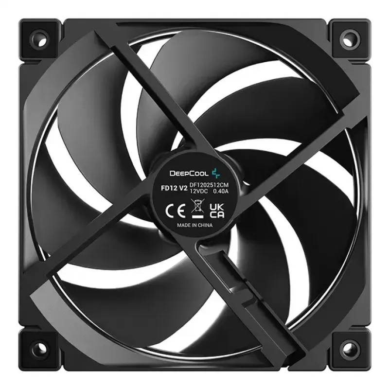 Computer-Gehäuselüfter DeepCool FD12 V2 120 mm Schwarz, 500–2500 U/min, Hydrauliklager, 4 Stück