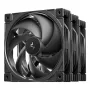 Computer-Gehäuselüfter DeepCool FD12 V2 120 mm Schwarz, 500–2500 U/min, Hydrauliklager, 4 Stück