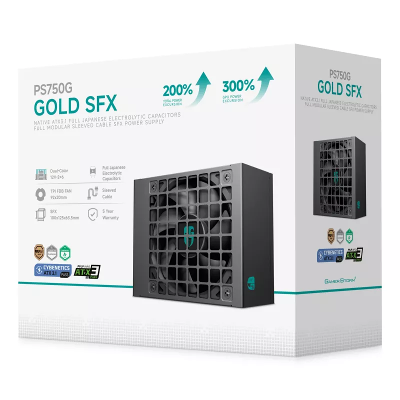 Netzteil DeepCool Gamer Storm PS750G 750 W ATX 20+4 Pin, FDB-Lüfter 92 mm, Schwarz