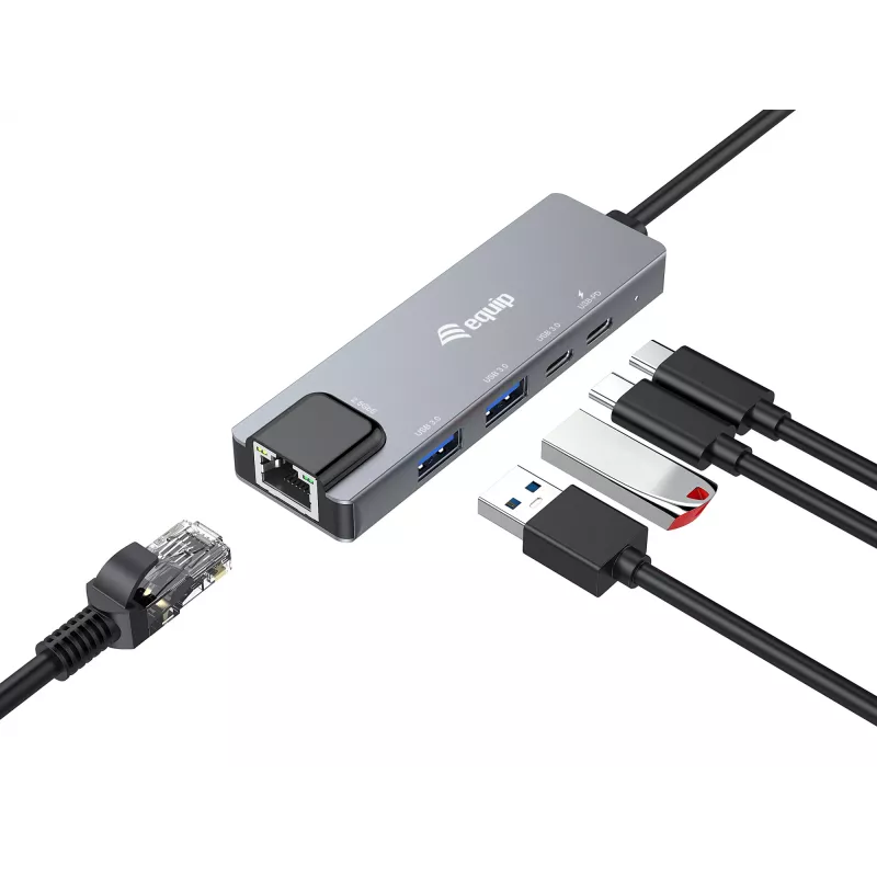 Equip 5-in-1 Multifunktionsadapter, 2,5GbE, USB-A x 2, USB-C x 1, USB-C, 100W USB PD