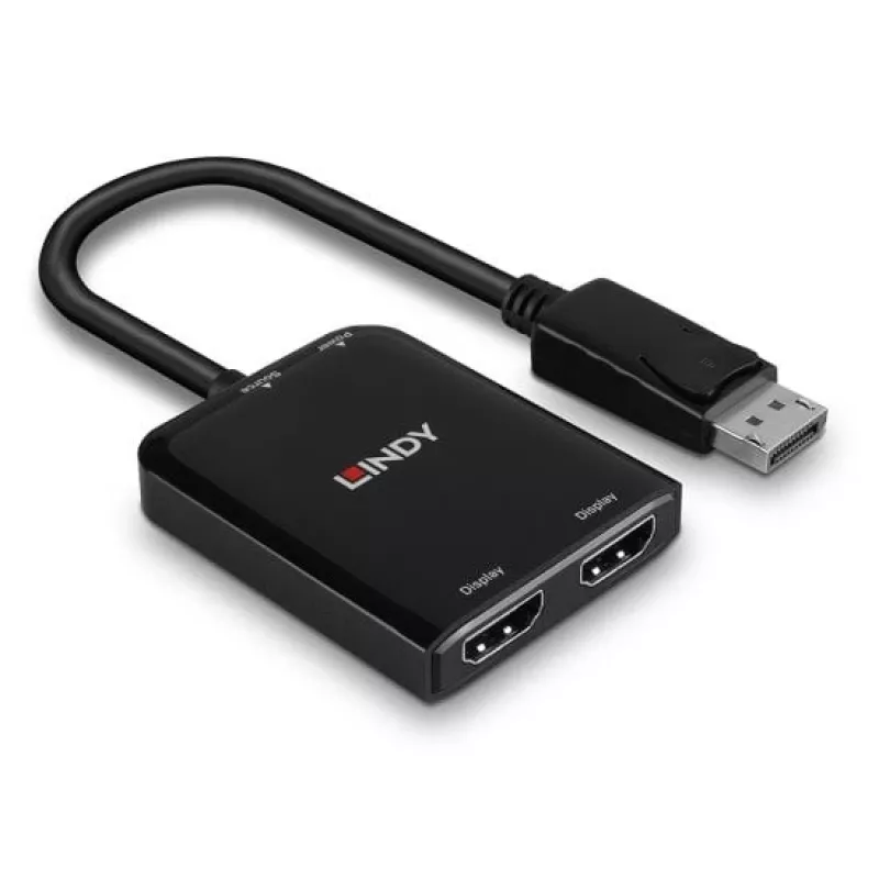 Lindy DisplayPort auf 2 Port HDMI MST Hub, DisplayPort, 2 x HDMI, Stecker, Buchse, Gerade, Gerade