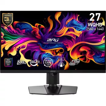 Computer monitor MSI MPG 271QRDE QD-OLED X50, 26.5 inch (67.3 cm), 2560×1440, QD-OLED, 1 ms, 16:9, USB 2.0 hub, VESA, height adjustable, Schwarz