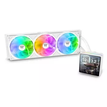 All-in-One-Flüssigkeitskühler Thermaltake TH360 V3 Ultra ARGB — 3x 120 mm Lüfter, 500–2500 U/min, 12 V, Weiß