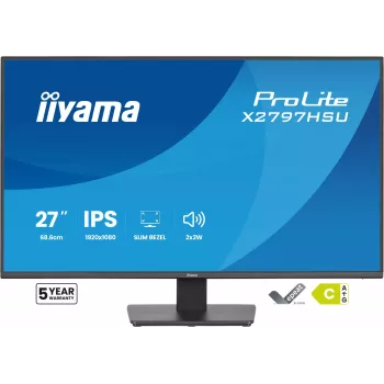 Computermonitor IIYAMA ProLite X2797HSU-B1 27 Zoll (68,6 cm) Full HD 1920×1080 LED matt 4 ms USB 3.2 Gen 1 Lautsprecher VESA schwarz