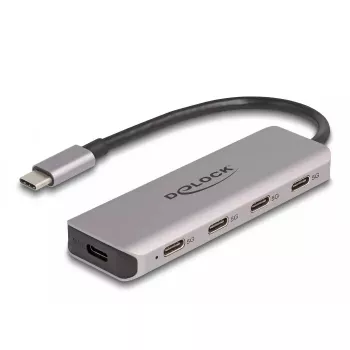 DeLOCK USB Hub 5 Gbps 4 Port USB Typ-C Grau Metall