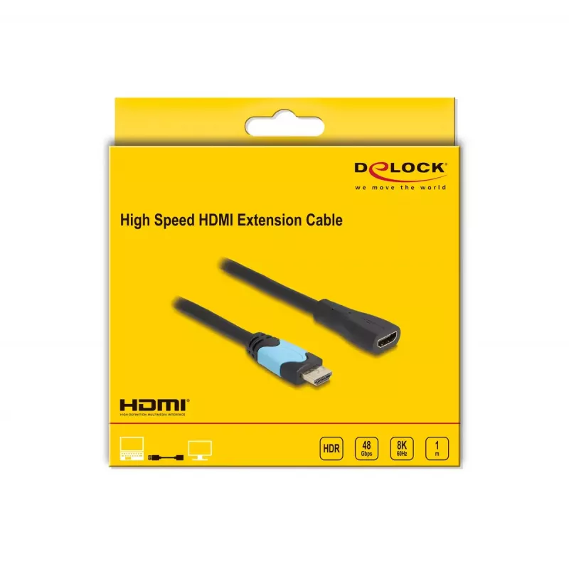 DeLOCK High Speed HDMI-Verlängerungskabel 48 Gbit/s 8K 60 Hz 1 m