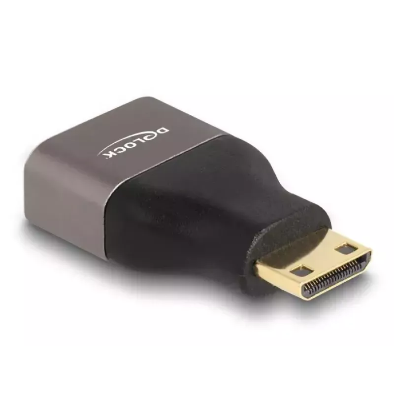 DeLOCK HDMI Adapter Mini-C Stecker zu A Buchse 8K 60 Hz grau Metall