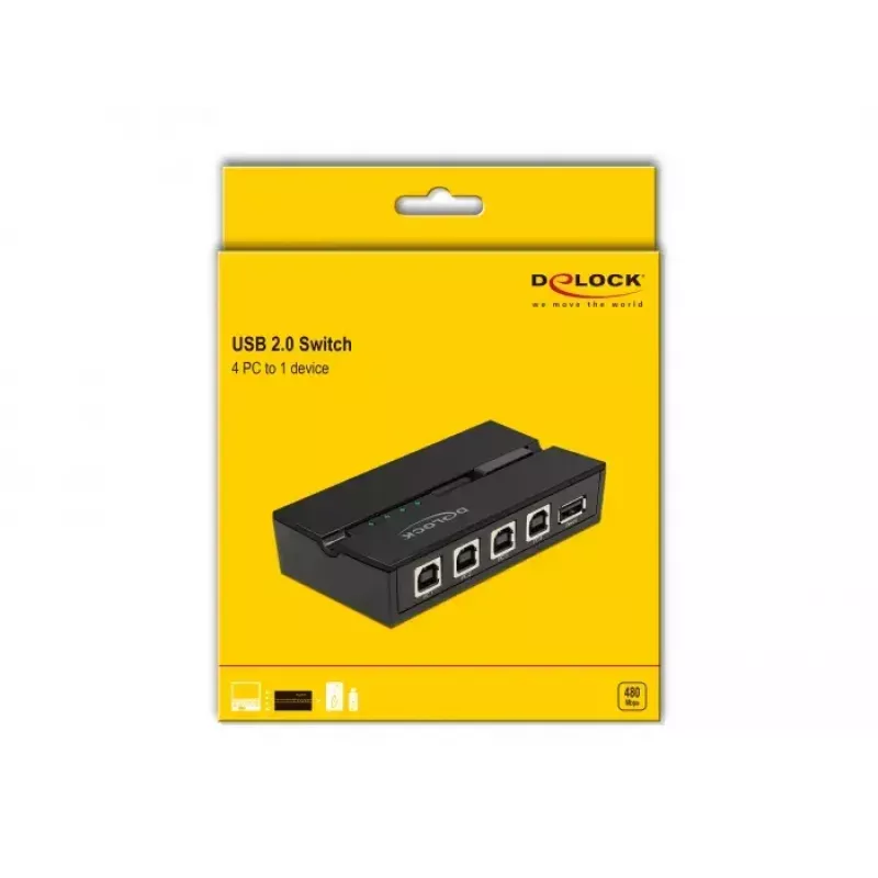 DeLOCK 11493 Computer-Datenschalter Schwarz USB Typ-A Typ-B 0,48 Gbit/s