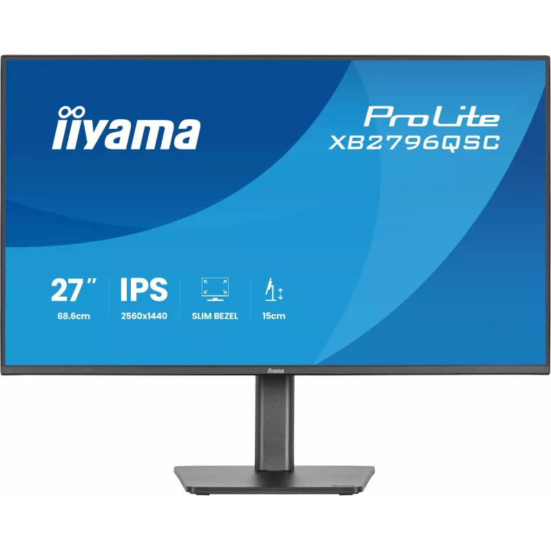 27 Zoll IIYAMA ProLite XB2796QSC-B1 IPS Quad HD 2560x1440 LED-Monitor, 4 ms, USB-C, Lautsprecher, höhenverstellbar, VESA