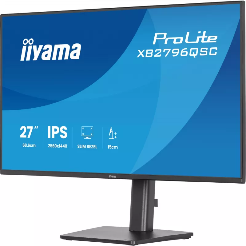 27 Zoll IIYAMA ProLite XB2796QSC-B1 IPS Quad HD 2560x1440 LED-Monitor, 4 ms, USB-C, Lautsprecher, höhenverstellbar, VESA