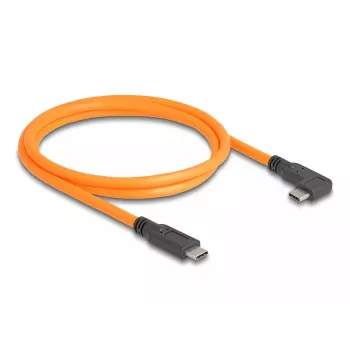 DeLOCK USB-Kabel USB Typ-C Stecker auf USB Typ-C Stecker 90° gewinkelt 1 m orange