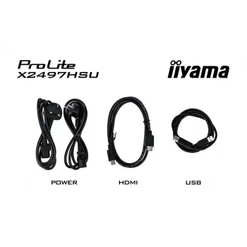 IIYAMA ProLite X2497HSU-B1 Monitor 23,8 Zoll (60,5 cm) Full HD IPS 1920×1080 4 ms USB‑C 2×, Lautsprecher, VESA, Schwarz