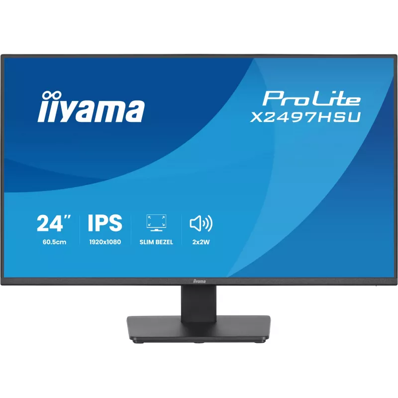 IIYAMA ProLite X2497HSU-B1 Monitor 23,8 Zoll (60,5 cm) Full HD IPS 1920×1080 4 ms USB‑C 2×, Lautsprecher, VESA, Schwarz