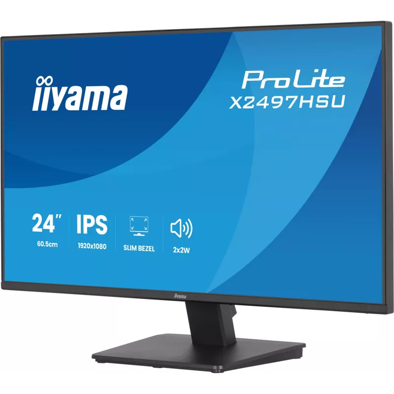 IIYAMA ProLite X2497HSU-B1 Monitor 23,8 Zoll (60,5 cm) Full HD IPS 1920×1080 4 ms USB‑C 2×, Lautsprecher, VESA, Schwarz