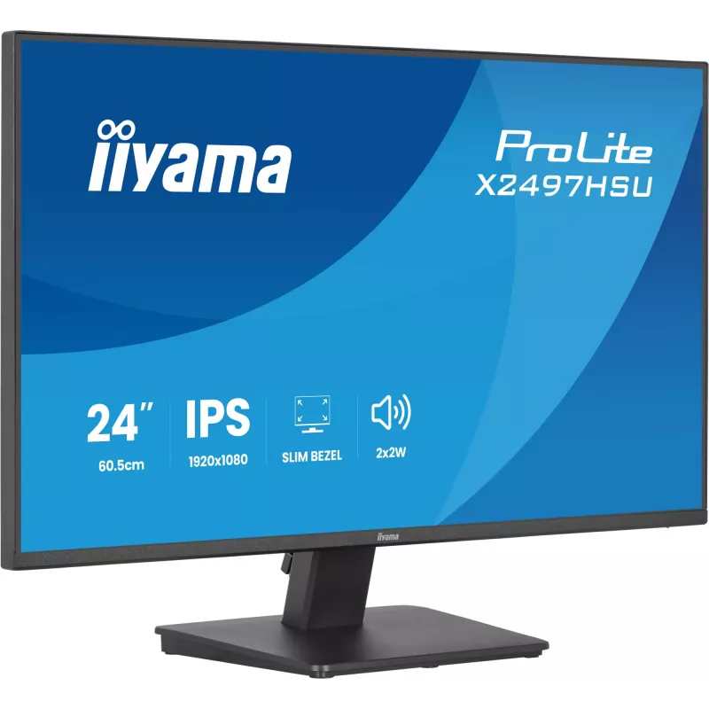 IIYAMA ProLite X2497HSU-B1 Monitor 23,8 Zoll (60,5 cm) Full HD IPS 1920×1080 4 ms USB‑C 2×, Lautsprecher, VESA, Schwarz