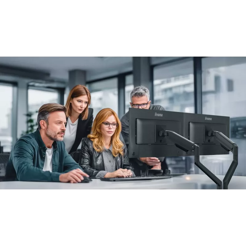Monitor-Tischhalterung IIYAMA DS4002C-B1 für 61–81,3 cm (24–32 Zoll) Bildschirme, VESA 75×75–100×100, Klemme/Tischdurchführung, schwarz