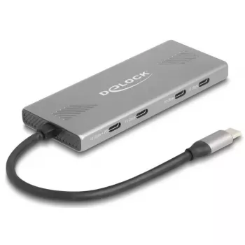 DELOCK USB 3.2 Gen 2 Type-C Hub 7‑Port (4×Type‑C, 3×Type‑A) 10 Gbit/s Grau