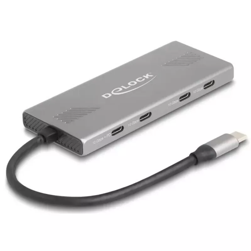 DELOCK USB 3.2 Gen 2 Type-C Hub 7‑Port (4×Type‑C, 3×Type‑A) 10 Gbit/s Grau