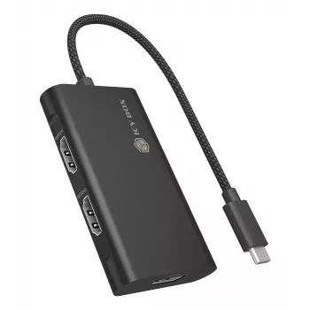 ICY BOX Adapter USB Type-C auf 3x HDMI, USB 3.2 Gen 2 (3.1 Gen 2) Type-C, HDMI, 10000 Mbit/s, 144 Hz, 3840 x 2160, 7680 x 4320, 7680 x 4320 Pixel