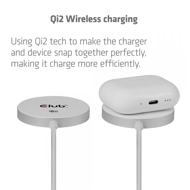 Wireless Charger club 3d CAC-3026 25W Qi2 magnetisches Pad, Qi 2.2 MagSafe kompatibel, 1 m Kabel, weiß