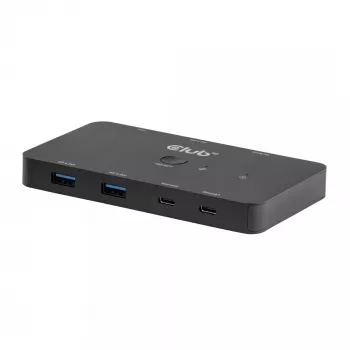KVM switch club 3d Dual USB-C to HDMI, 2‑port, 4K UHD 3840x2160, USB-C console, 65W PD, schwarz