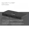 KVM switch club 3d Dual USB-C to HDMI, 2‑port, 4K UHD 3840x2160, USB-C console, 65W PD, schwarz