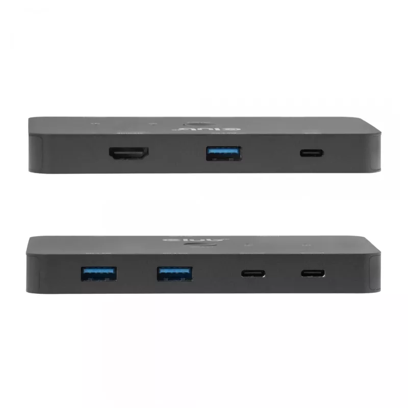 KVM switch club 3d Dual USB-C to HDMI, 2‑port, 4K UHD 3840x2160, USB-C console, 65W PD, schwarz