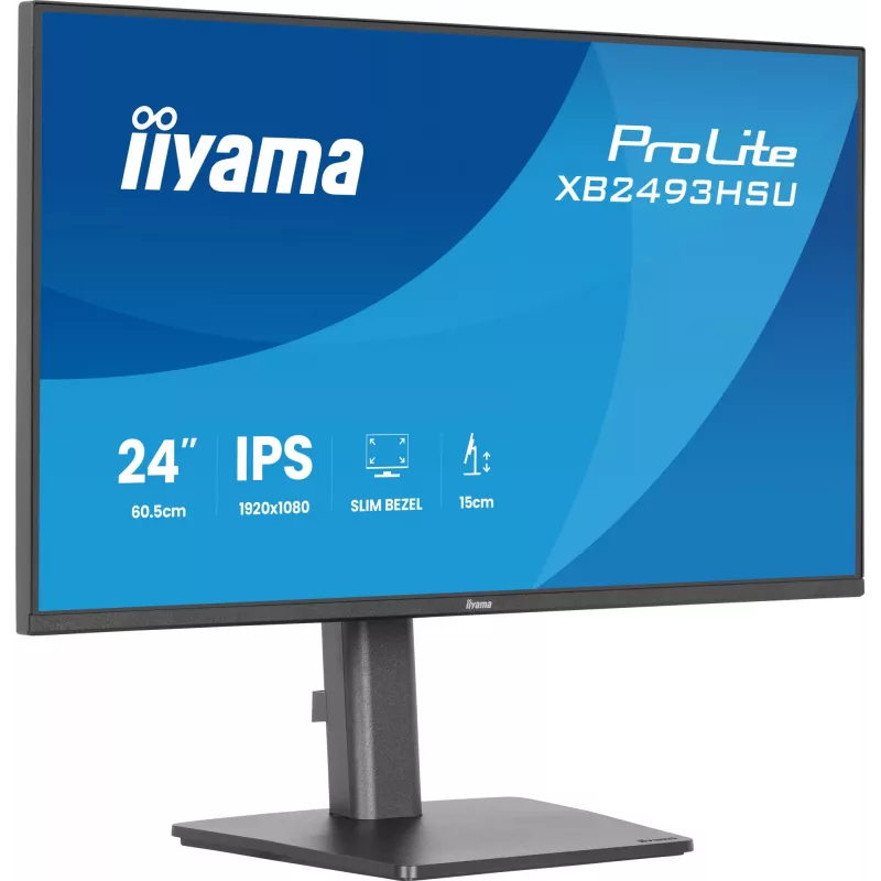 Computermonitor IIYAMA ProLite XB2493HSU-B1 60,5 cm (23,8 Zoll) Full HD IPS LED, 1920×1080, 1 ms, 178° Blickwinkel, USB-Hub, Lautsprecher, schwarz