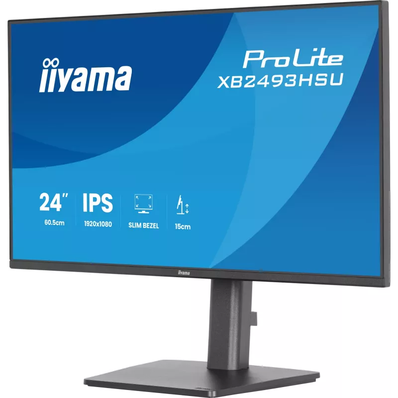 Computermonitor IIYAMA ProLite XB2493HSU-B1 60,5 cm (23,8 Zoll) Full HD IPS LED, 1920×1080, 1 ms, 178° Blickwinkel, USB-Hub, Lautsprecher, schwarz