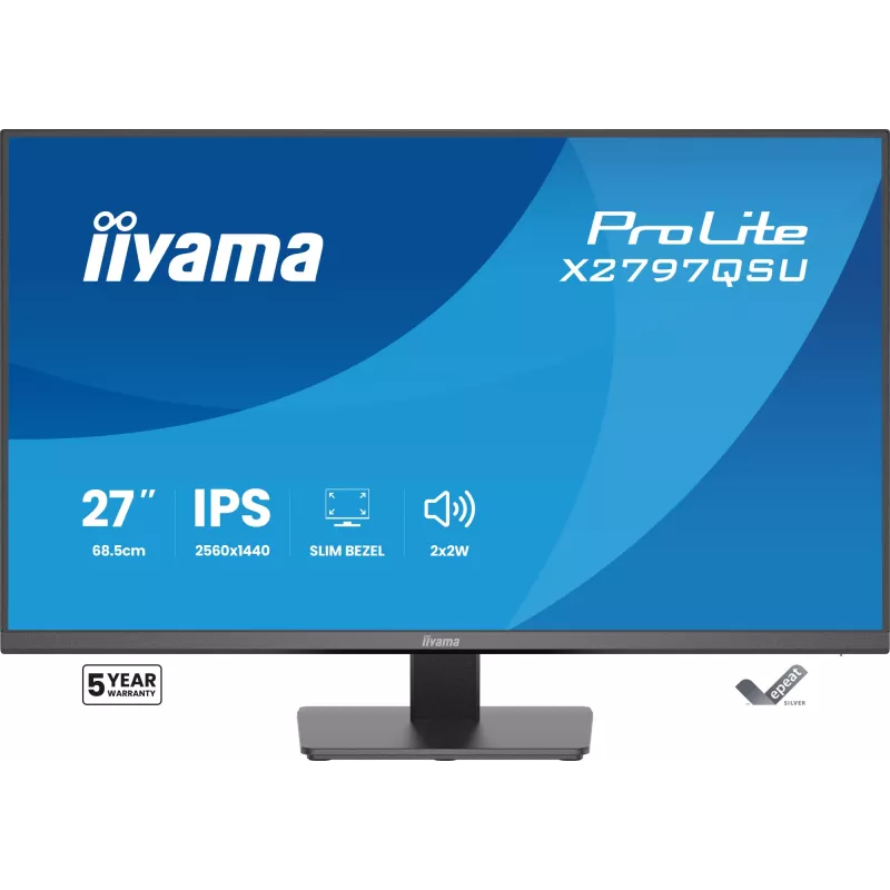 Computermonitor IIYAMA ProLite X2797QSU-B1 27 Zoll (68,6 cm) 2560×1440 IPS LED Matt, 1 ms, USB 3.2 Hub, Lautsprecher, VESA