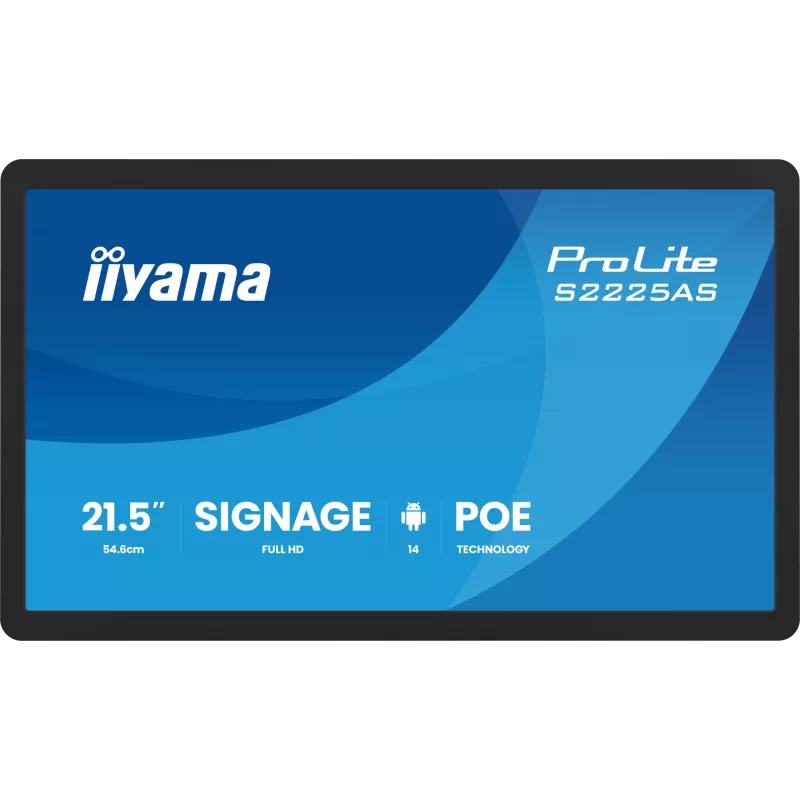 iiyama ProLite S2225AS-B1P Digital Signage Flachbildschirm 54,6 cm (21,5 Zoll) LCD Wi-Fi 500 cd/m² Full HD Schwarz Integrierter Prozessor Android 24/7
