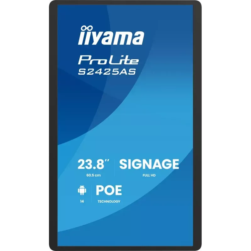 iiyama ProLite S2425AS-B1P Digital Signage Flachbildschirm 60,5 cm (23,8 Zoll) LCD Wi-Fi 500 cd/m² Full HD Schwarz Integrierter Prozessor Android 24/7