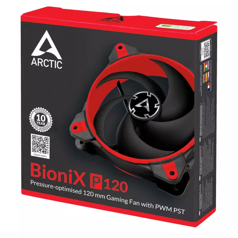 ARCTIC BioniX P120 (Rot) – Druckoptimierter 120-mm-Gaming-Lüfter mit PWM PST