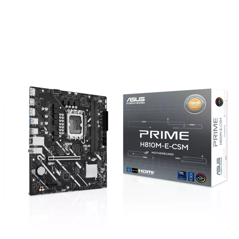 ASUS PRIME H810M-E-CSM Motherboard LGA1851 Intel H810 mATX, 2×DDR5, 2×DisplayPort, 1×HDMI