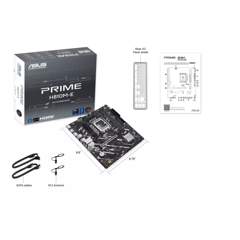 ASUS PRIME H810M-E-CSM Motherboard LGA1851 Intel H810 mATX, 2×DDR5, 2×DisplayPort, 1×HDMI
